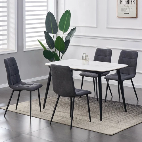 Set of 4 Faux Matte Suede Leather Dining Chairs ho